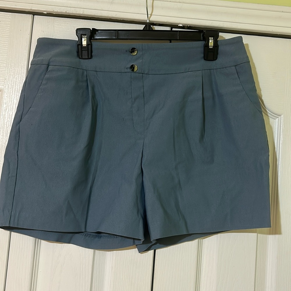 Tribal pleated faux button fly front short